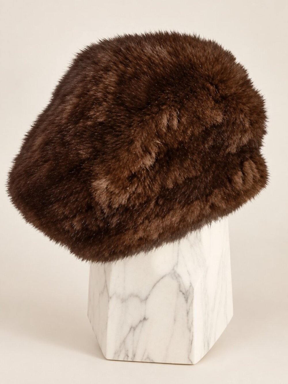 Belle Fare Genuine Mink Fur Beret Hat Natural Brown